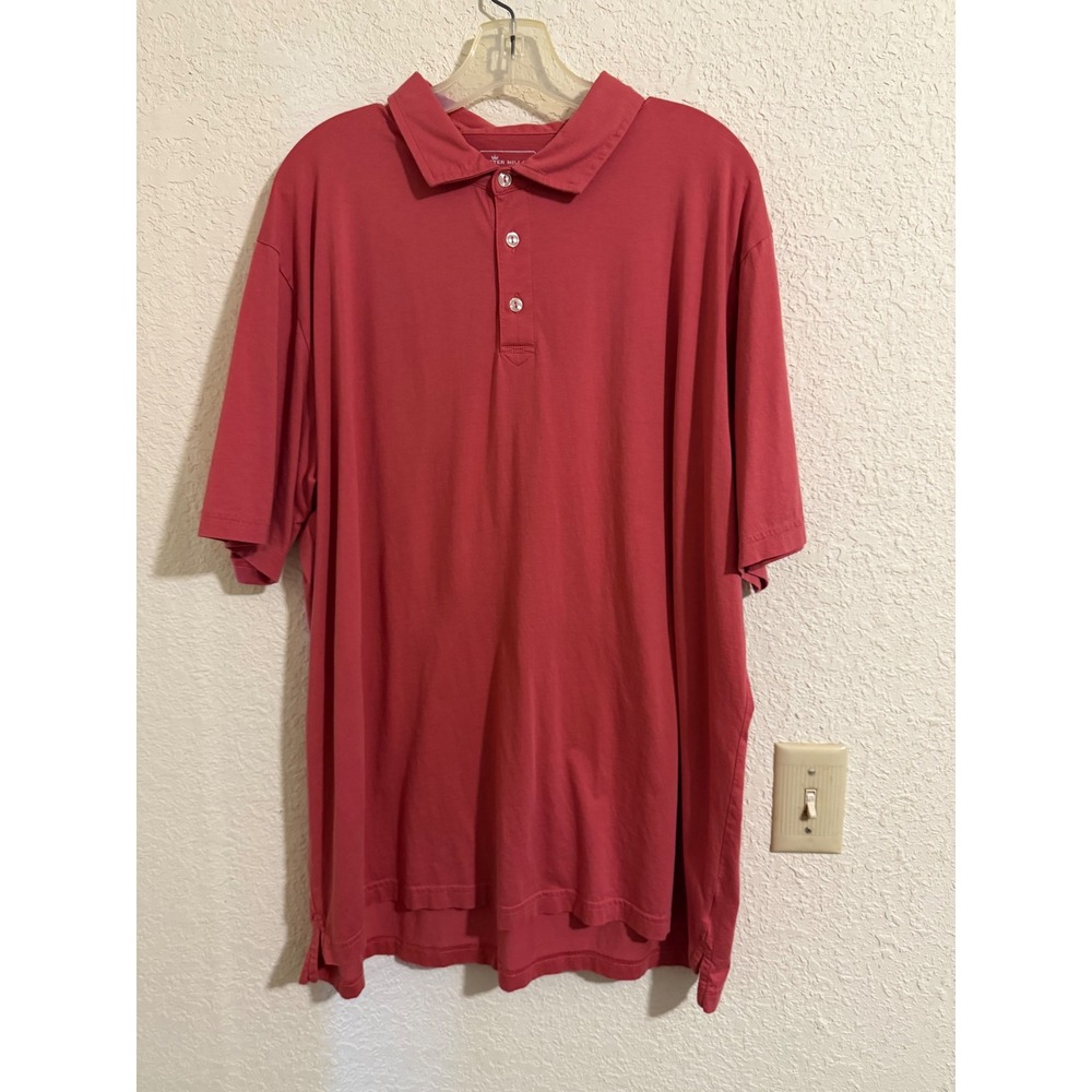 Peter Millar Mens XXL Salmon Pink 100% Pima Cotton Short Sleeve Golf Polo Shirt
